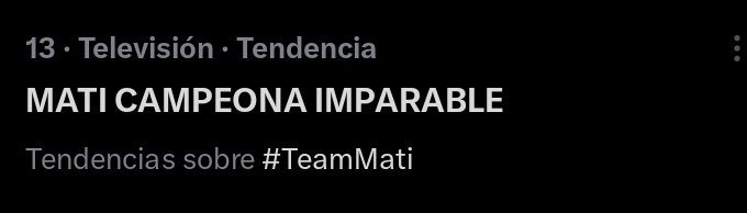 madamcactu's tweet photo. Vamos para entrar al top #10 en la tendencia, es lo menos para ella después de como se entrega ♥️

MATI CAMPEONA IMPARABLE https://t.co/2FmY0JuSXS