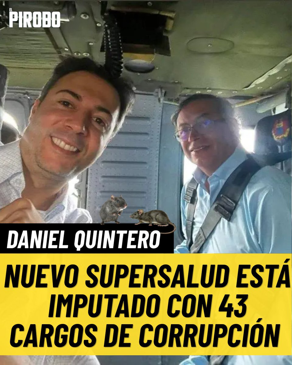 ElPirobo_TM's tweet image. 🇨🇴 #Indignante | Daniel Quintero, exalcalde de Medellín imputado por la Fiscalía con 43 cargos por corrupción junto a 36 exfuncionarios y contratistas, sería el nuevo Superintendente Nacional de Salud. Los delitos de alias "Pinturita" incluyen peculado, prevaricato y