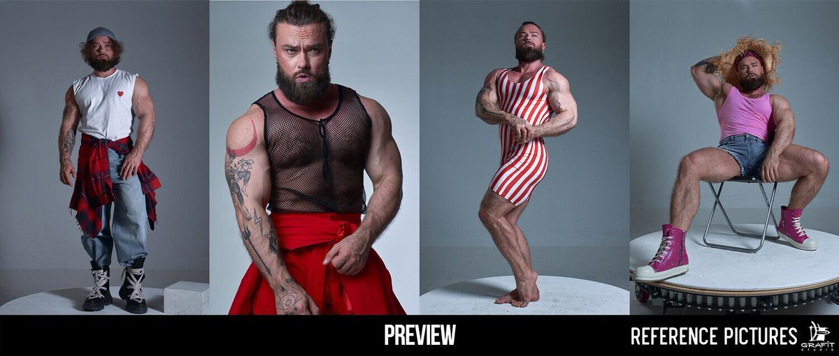 Cubebrush's tweet image. Explore over 1600 high-res photos of a strong male model showing off a mix of cool and quirky looks. From a rugged forester, to a classic sailor and even a fun Barbie-core style. buff.ly/UE9zQDj

#digitalart #conceptart #gamedesign #environmentart #art #photography