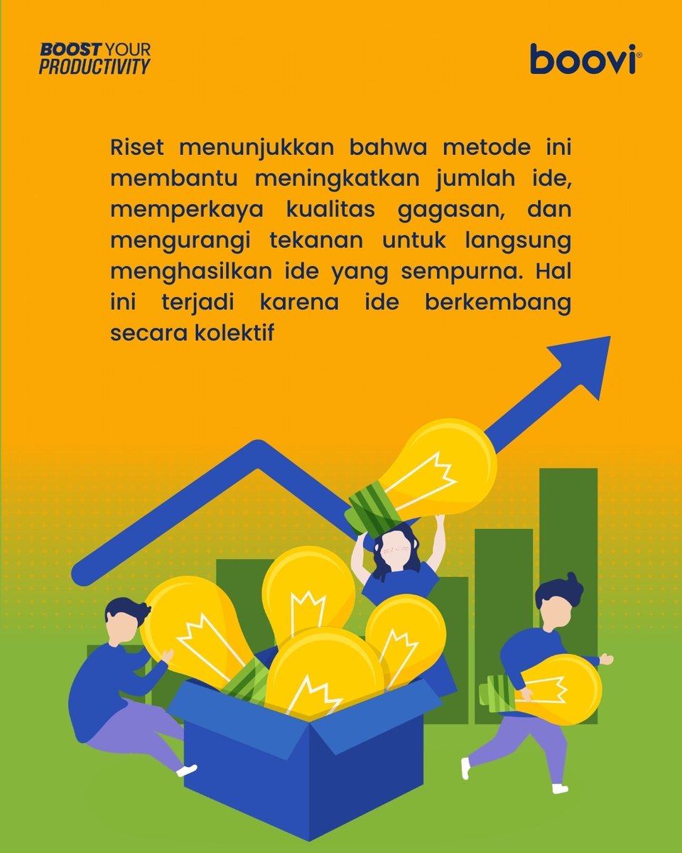boovi_id's tweet image. Dengan teknik ini, ide tidak berhenti di satu kepala, tapi terus diputar untuk diperkaya anggota lain. 

#CreativeThinking #TeamCollaboration #Brainwriting #Ideation #BoostYourProductivity