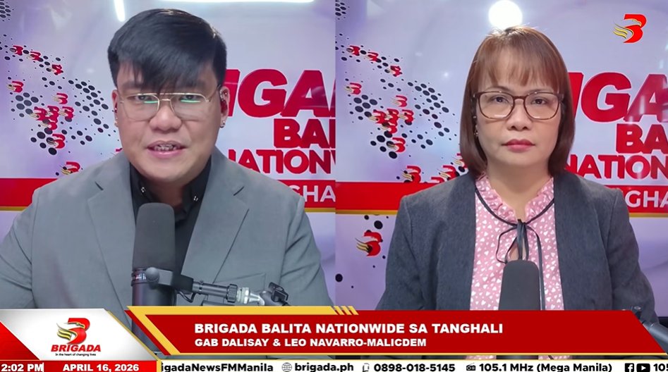 BRIGADA BALITA NATIONWIDE SA TANGHALI
Kasama sina Brigada Gab Dalisay (<a href="/GaboDalisay/">• ＧＡＢＯ •</a>) at Brigada Leo Navarro-Malicdem (<a href="/leonavarro2001/">Leo Navarro-Malicdem</a>)
📺 WATCH LIVE: youtube.com/live/Y4ZgeRhUU…
📻 105.1 MHz
🌐 brigadanews.ph
#BrigadaBalitaNationwide #BrigadaPH