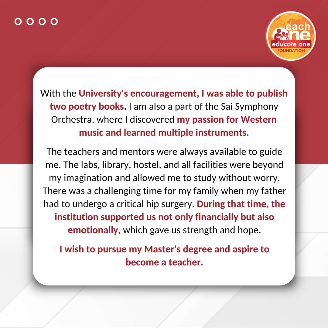 Each1EducateOne's tweet image. Your support makes this journey possible for many more students waiting for a chance.

Support rural students with free-of-charge, holistic education.

To support a child’s and youth’s education, click         eachoneeducateone.org/contribute  

#DonateNow #EducateARuralChild #NGOIndia