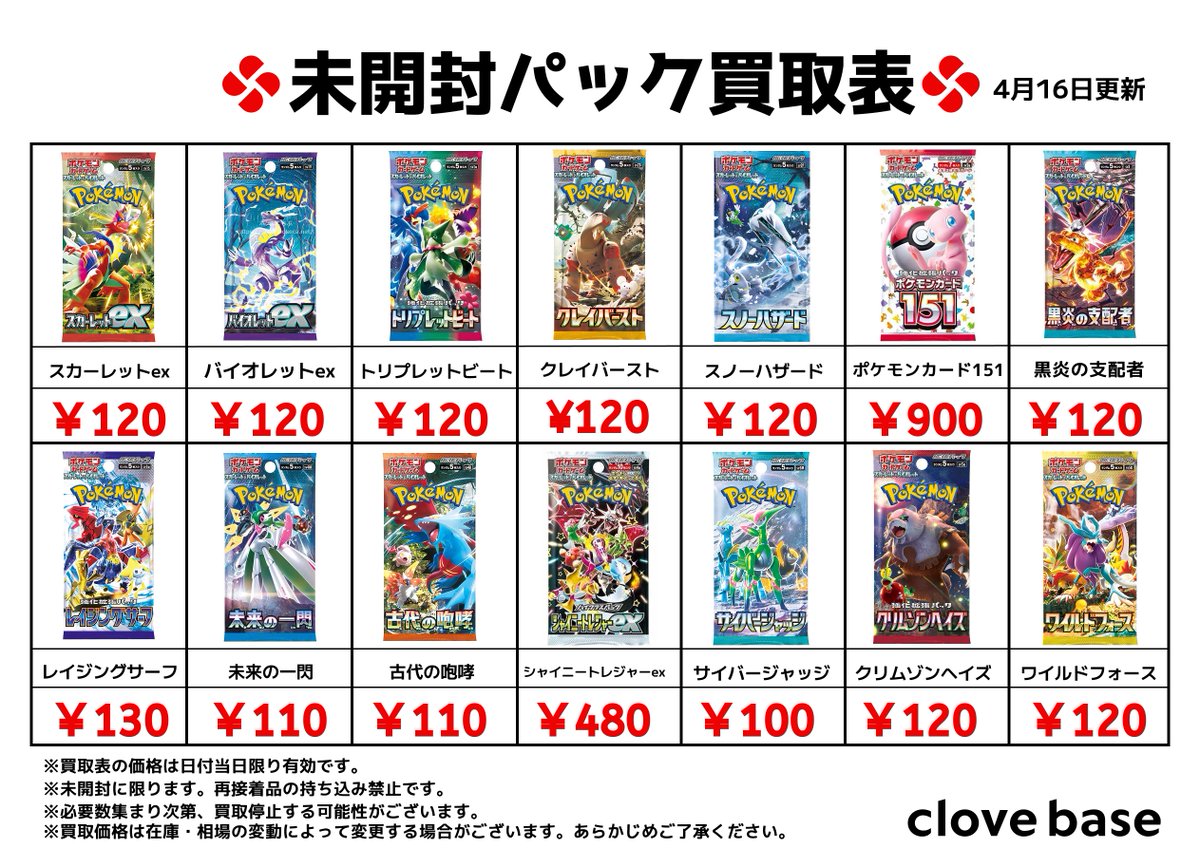 ⭐️ ポケモンカード未開封パック買取表⭐️1⃣ #スカーレットex