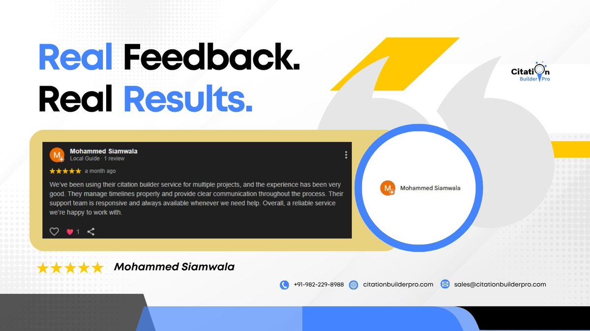 local_citation's tweet image. Happy clients keep us going!⭐

We just received another amazing review, and we couldn't be more grateful.🎉

Your trust is what drives us to deliver better every single day.❤️

📝 share.google/eHftuualiMIuh4…

🌐 citationbuilderpro.com/local-citation…

#CitationBuilderPro #LocalSEO #HappyClients