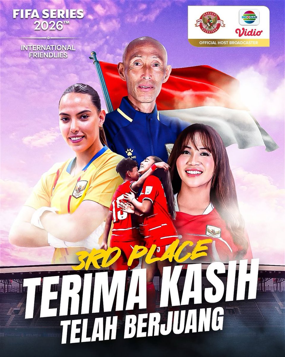 rezafardiansyah's tweet image. اَلْحَمْدُ للَّهِ رَبِّ الْعالَمِينَ

INDONESIA
🇮🇩 | @TimnasIndonesia - @FIFAcom @FIFAWWC

PERINGKAT KE 3 FIFA SERIES 2026 🥉

#TIMNASINDONESIA #GARUDA #KitaGaruda #BersamaGaruda #GarudaMendunia #TimnasDay