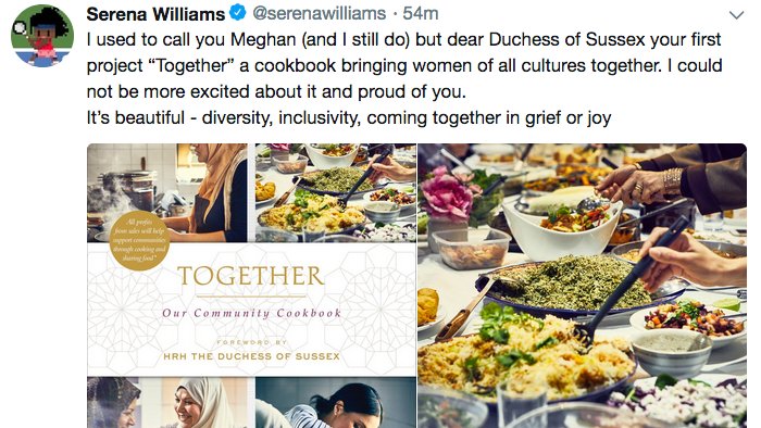 thetalentguru's tweet photo. ๐ฉ๐พโ๐ณ2018: #DuchessMeghan helped to create the Together Cookbook. It was filled with recipes shared by women of London's #HubbCommunityKitchen, cooking 4 their families after the Grenfell Tower fire displaced them from their homes. The book was a bestseller.
https://t.co/59shLoiaXA https://t.co/d7HFMkOZEN