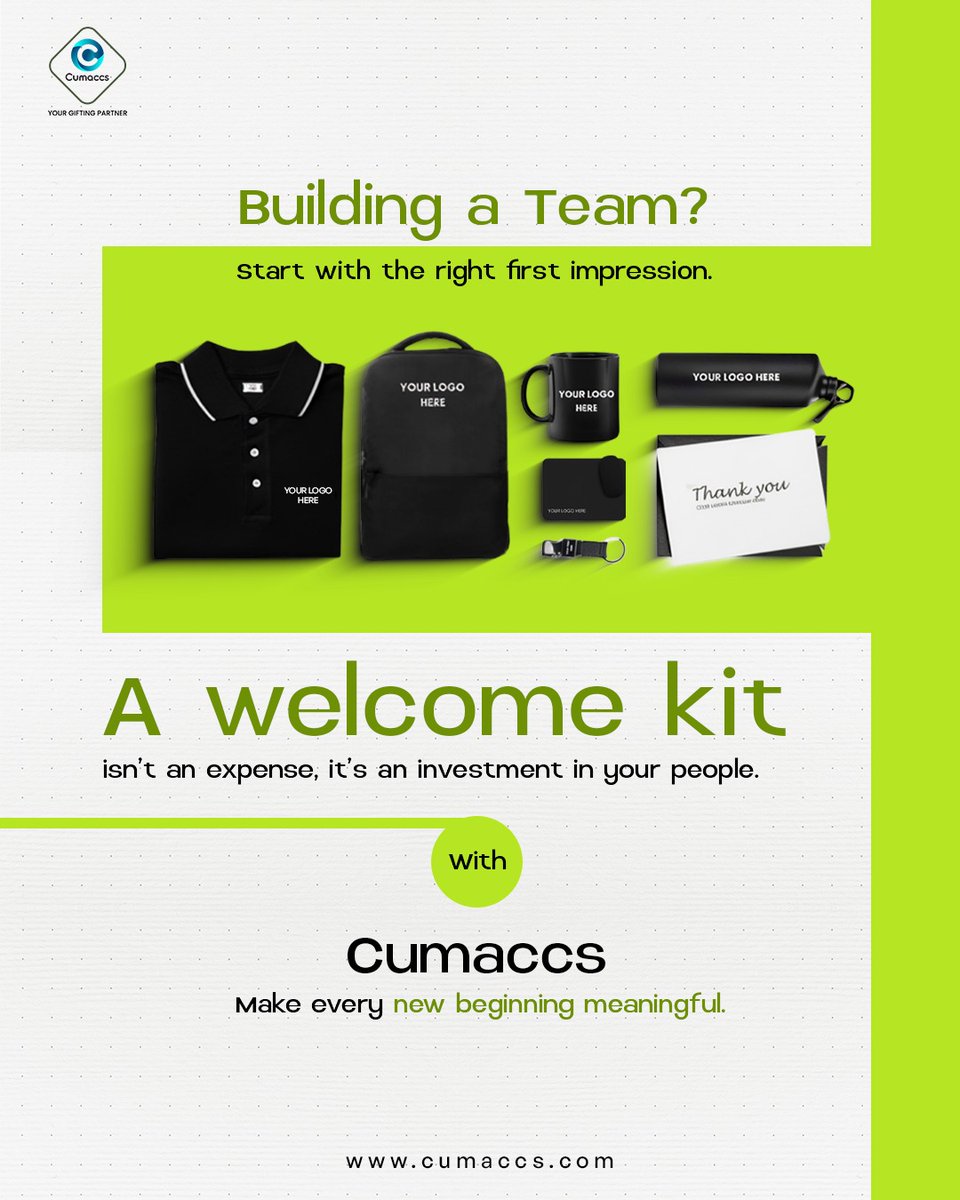 Make every new beginning meaningful with thoughtfully curated welcome kits by Cumaccs. 💚

📞 +91 88609 96223 📧 suhasni@cumaccs.com 🌐 cumaccs.com

 #corporategifting #cumaccs #clientgifting