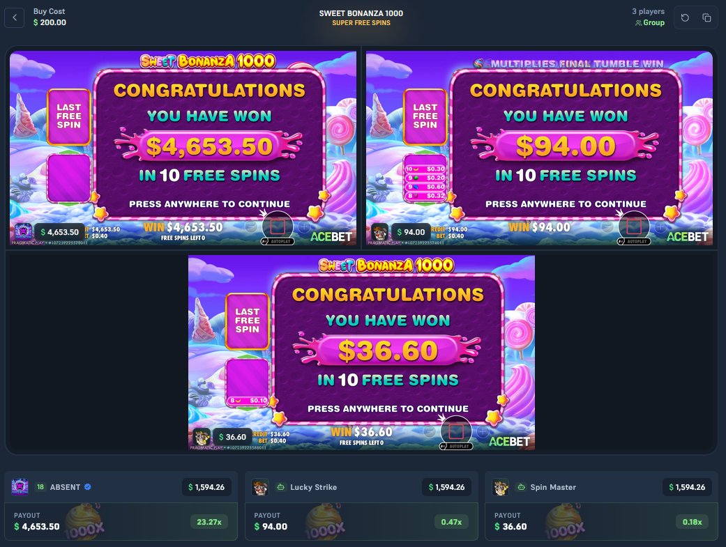 Tired of buying a bonus's on Sweet Bonanza 1000 &amp; catching an L? Maybe it's time for multiple chances in one go. LFGGG $200 Buy to $1600! Imagine 1v1v1 Normal Mode 🤯 <a href="/acebet/">AceBet</a> <a href="/HobbesHD/">Hobbes</a> #codeABSENT #FTD #slots #slotbattles