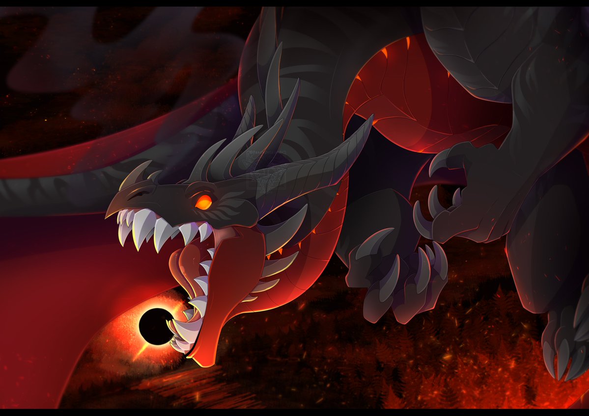 ☀️⚫️SUN EATER⚫️☀️
Piece for the always cool kaden of his massive red dragon being evil and doing evil things.

You know, usual evil dragon stuff.