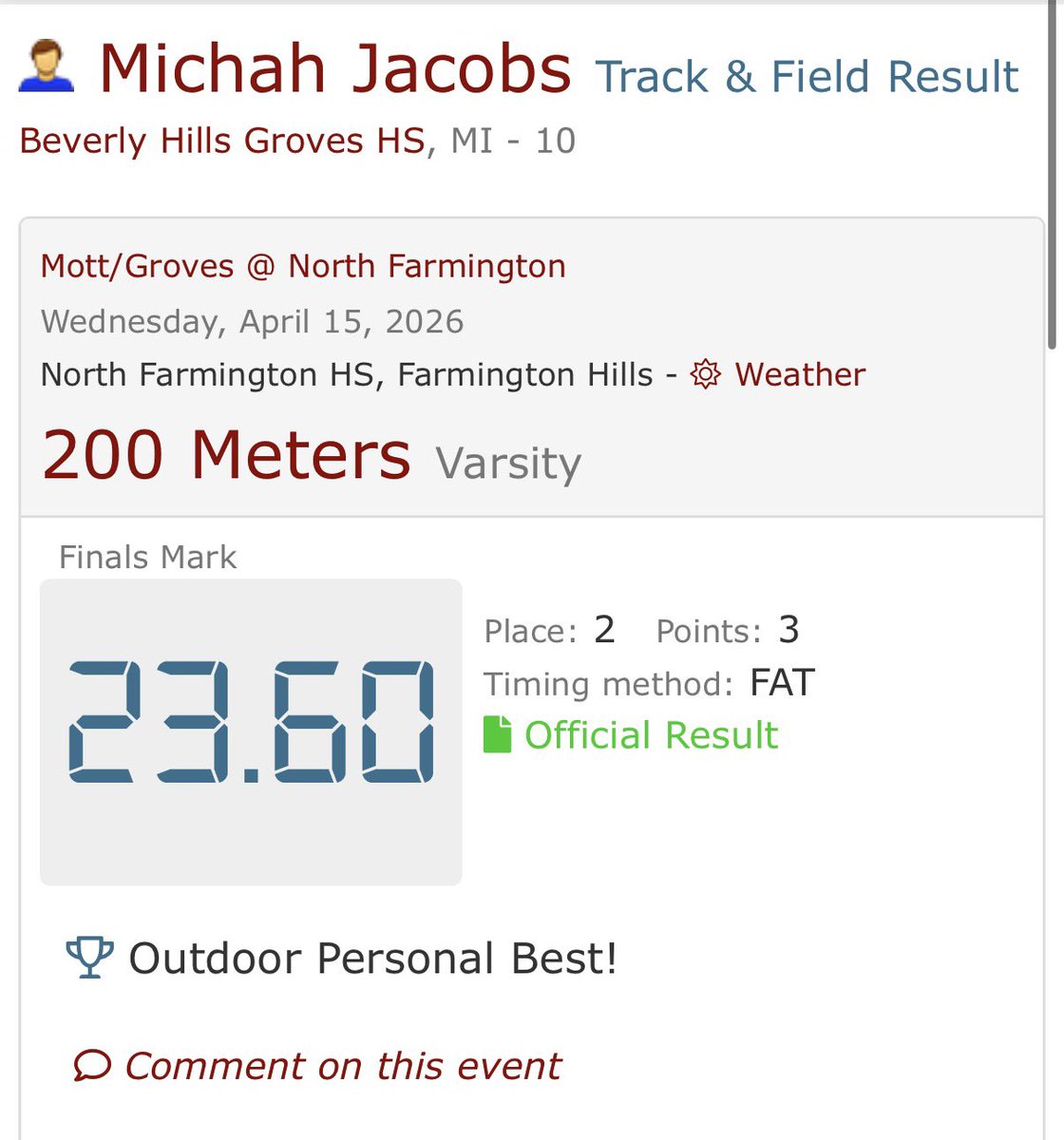 Michah Jacobs C/O 2028 (WR/DB) tweet media