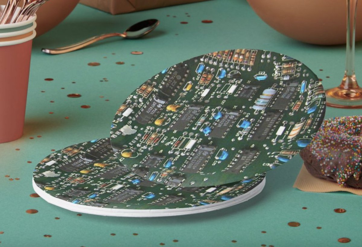 Telexplainer's tweet image. It's office and tech birthday party time! These circuit image paper plates will make yours special. zazzle.com/computer_elect… #officeparty #partysupplies #paperplates