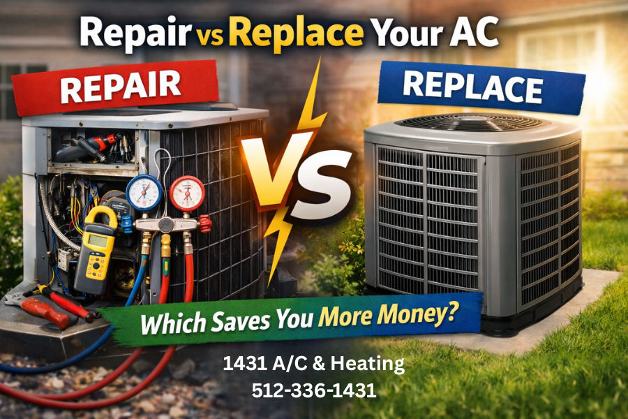 1431ACHeating's tweet photo. AC not keeping up? 😓

Repair or replace? The wrong choice could cost you more.

Learn how to decide and save money 👇
https://t.co/CBr1kjuGXS

#ACRepair #ACReplacement #TexasHeat #RoundRockTX https://t.co/rcK9tqv3Su