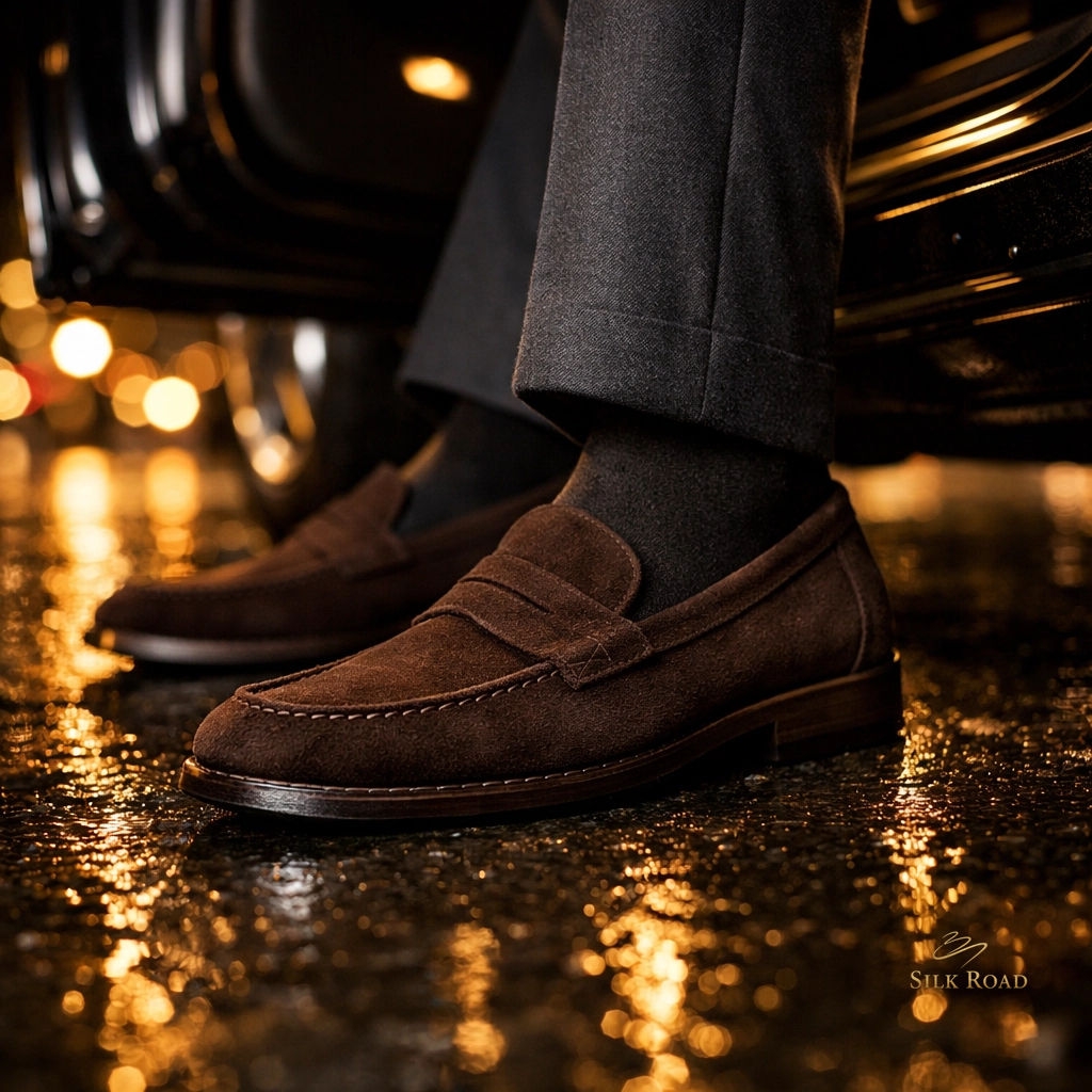 silkroadcache's tweet image. Step into sophistication. Our suede loafers are the perfect finishing touch for a contemporary evening look that values both style and comfort. Shop now here: silkroadcache.com 

#SilkRoadLuxury #Footwear #EveningStyle #SuedeLoafers