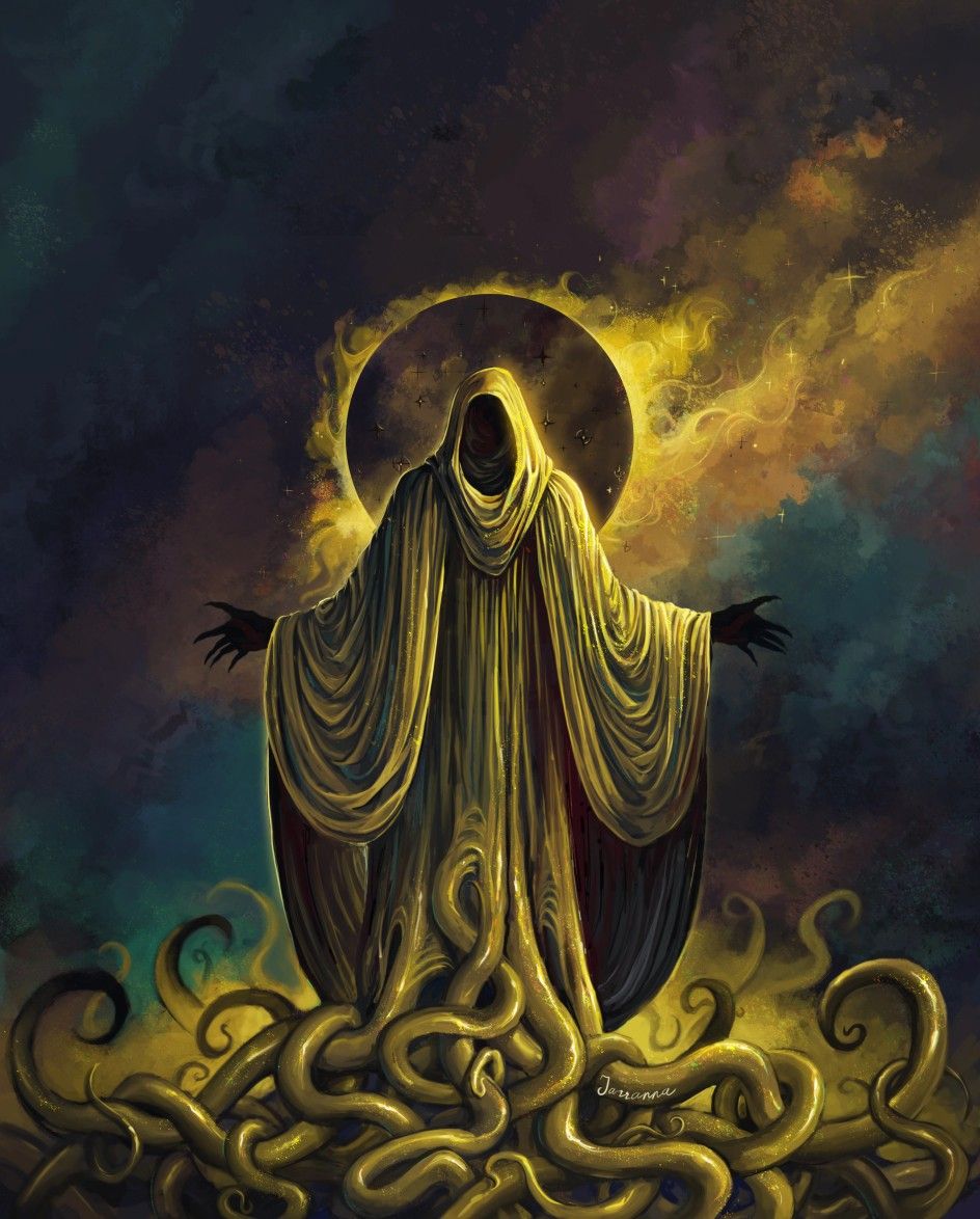 👑>Strange is the night where black stars rise,
And strange moons circle through the skies
But stranger still is
Lost Carcosa.
>Songs that the Hyades shall sing,
Where flap the tatters of the King,
Must die unheard in
Dim Carcosa.
🎨Art: Jarranna (ArtGram)👑#RobertWChambers
