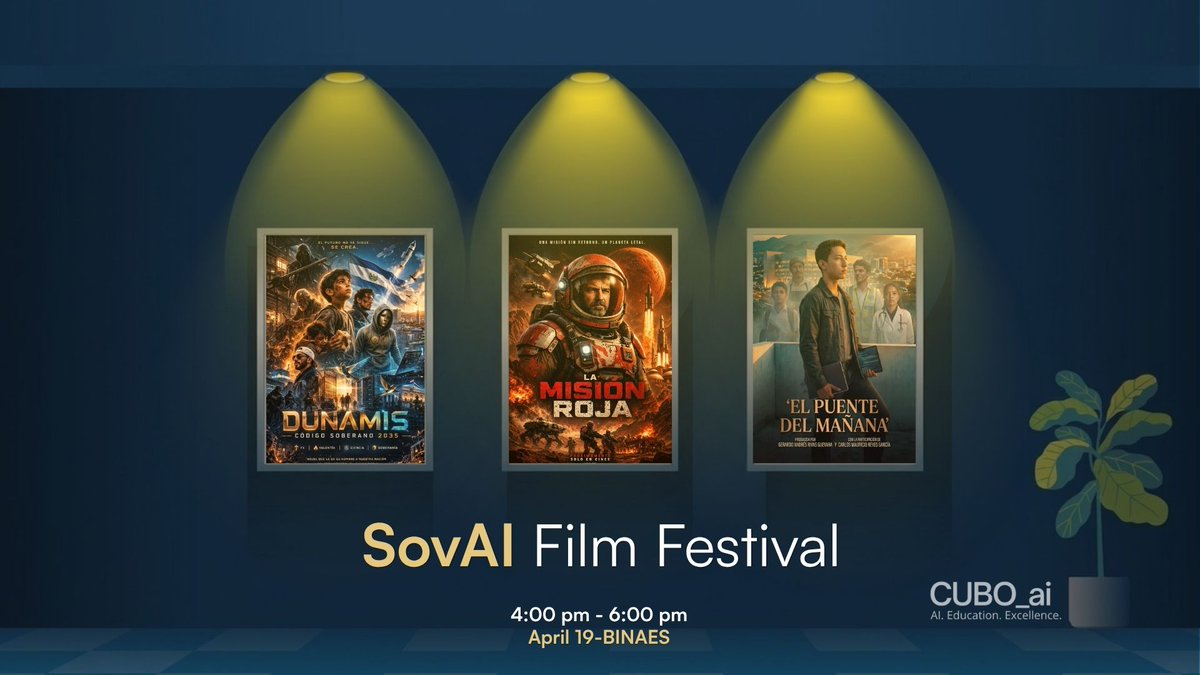 From the heart of CUBO_ai, a radiant new dawn in storytelling unfolds…🇸🇻🎥

This Sunday, April 19 at 4:00 PM, the SovAI Film Festival ignites the stage at BINAES with 11 breathtaking short films, masterpieces born from the brilliant minds of our students, forged through the