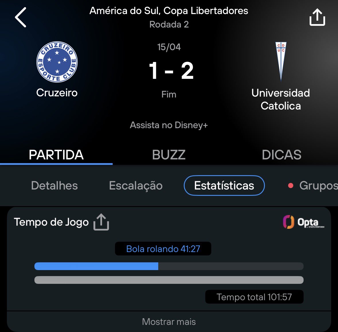 Cruzeiro x Universidad Católica NÃO TEVE 42 minutos* de BOLA ROLANDO.

E o árbitro ainda encerrou o jogo faltando alguns segundos e com o Cruzeiro podendo jogar a bola para dentro da área. (Não estou falando que sairia o gol, mas por que não cumpre a regra?)