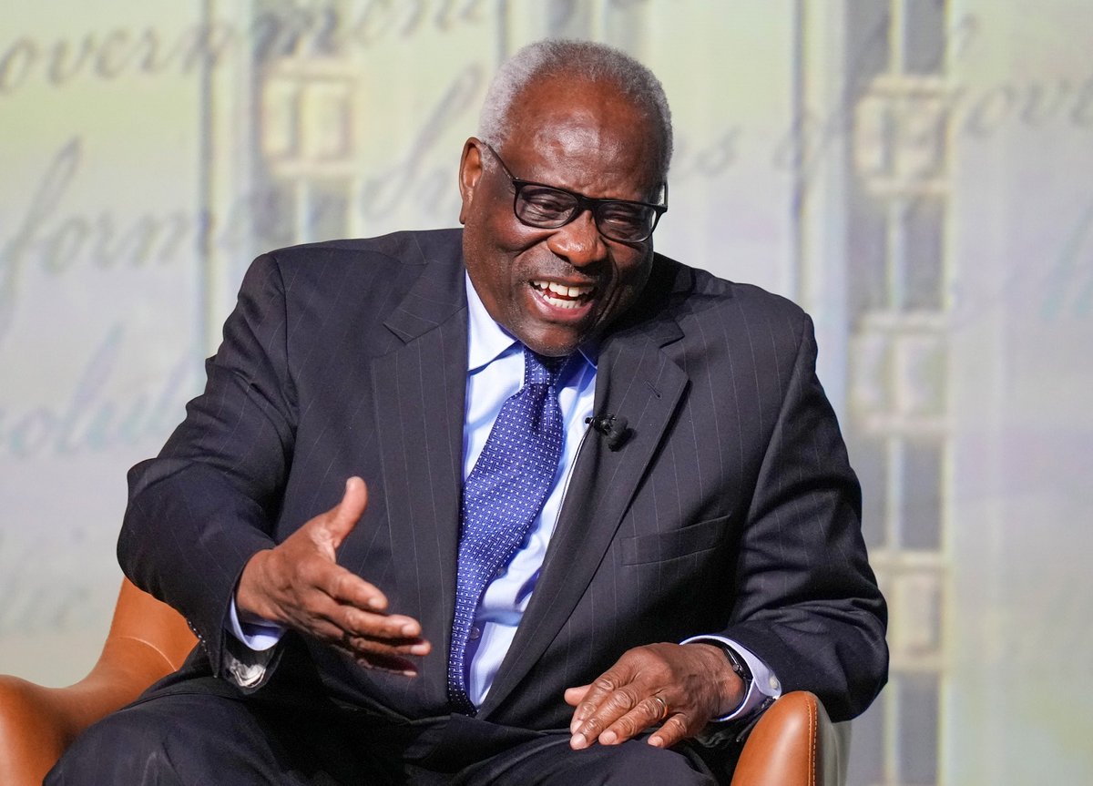 jayjanner's tweet photo. U.S. Supreme Court Justice Clarence Thomas speaks during a special lecture at the University of Texas at Austin on Wednesday, April 15, 2026, marking the 250th anniversary of the signing of the Declaration of Independence. https://t.co/egiFc9d1NG