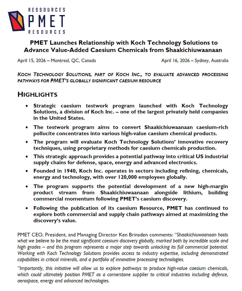 To speak freely, I think you're f**ken insane if you don't own $PMET $PMT.AX
The best Cesium deposit in the world (+ Tantalum) equals potentially free lithium