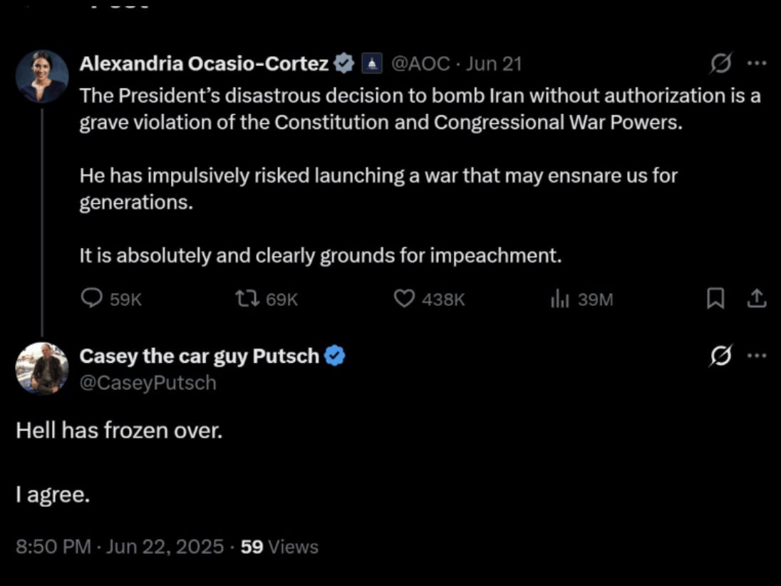damonous's tweet photo. @MarkT0352 @CaseyPutsch Speaking about "fake ass Patriots", the guy you're rooting for would be cool with impeaching President Trump. 🙄

(Oh, and he hates Republicans, MAGA, etc. Just look at Casey's 2025 Tweets. I'd hate to see what he scrubbed from prior to Dec 2024.) https://t.co/Adviu2Pr3N