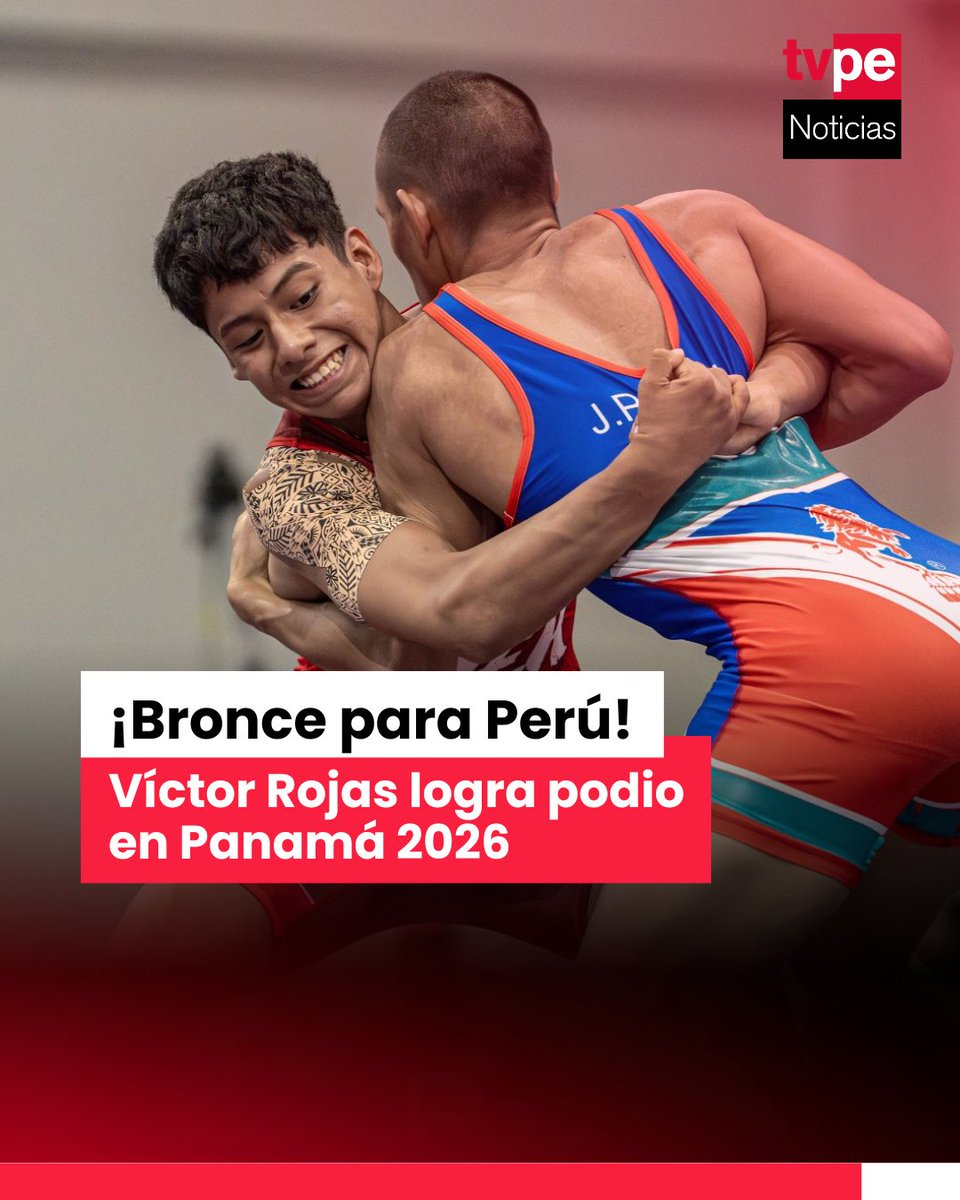 noticias_tvperu's tweet image. 🥉 El deportista Víctor Rojas sube al podio tras obtener la medalla de bronce en lucha grecorromana (65 kg) en los Juegos Suramericanos de la Juventud Panamá 2026. 🤼‍♂️

🇵🇪 #Perú #Lucha #JuegosSuramericanos #TVPerúNoticias
