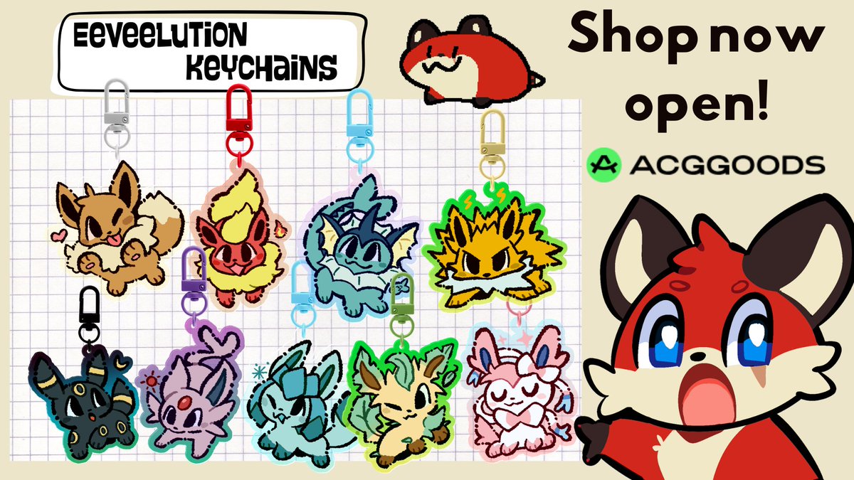 Eeveelution keychains available on my ACGgoods shop!