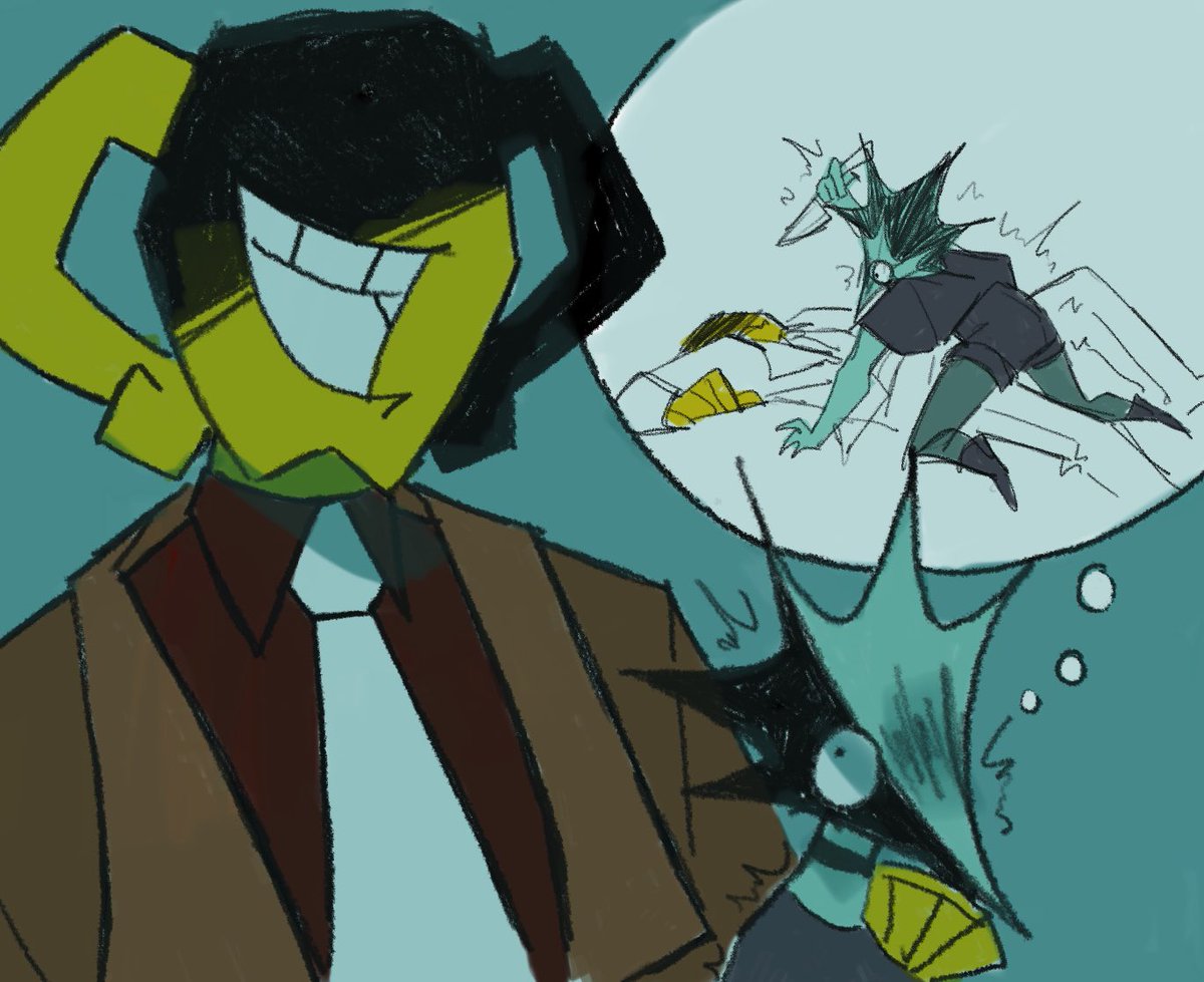 EldritchMistake's tweet photo. bro get your hand off her bro
bro she’s gonna stab you bro! 
bro!!
#puzzleheads #oc https://t.co/WBK4Bn9SY1