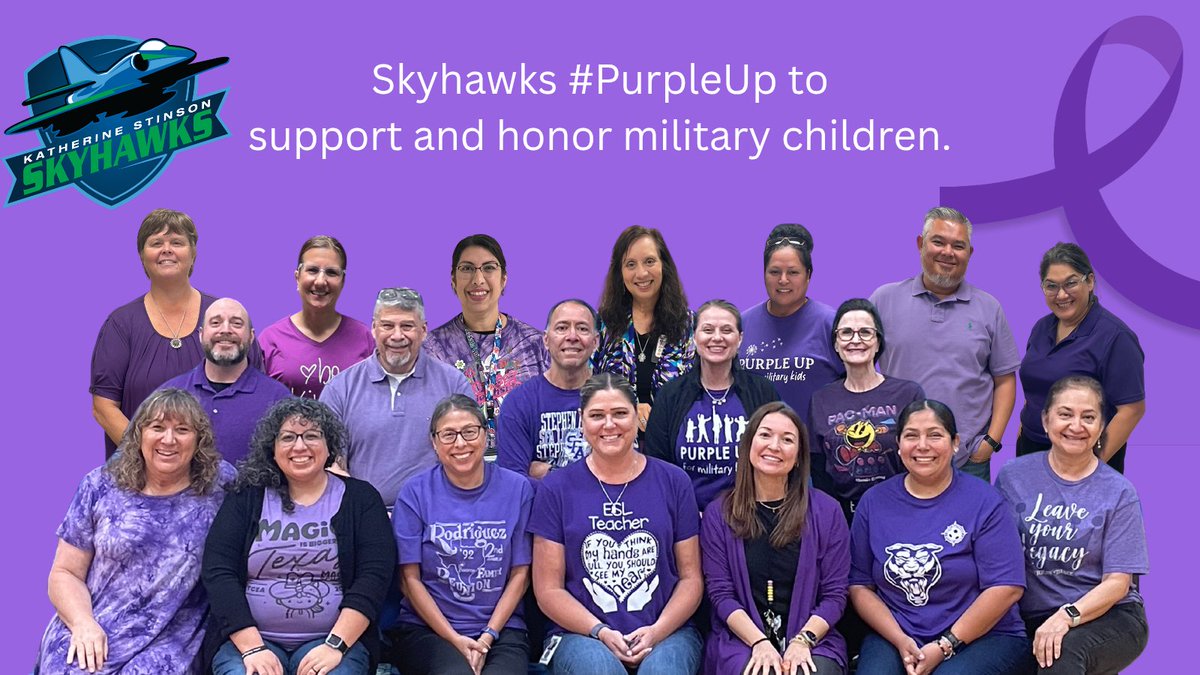 💜 Purple Up at Stinson Middle School! 💜
Today we honor our incredible military-connected students for #MonthOfTheMilitaryChild. Purple represents all military branches coming together to support the resilience of our military kids! 🛡️✨
#PurpleUp #SkyhawkPride