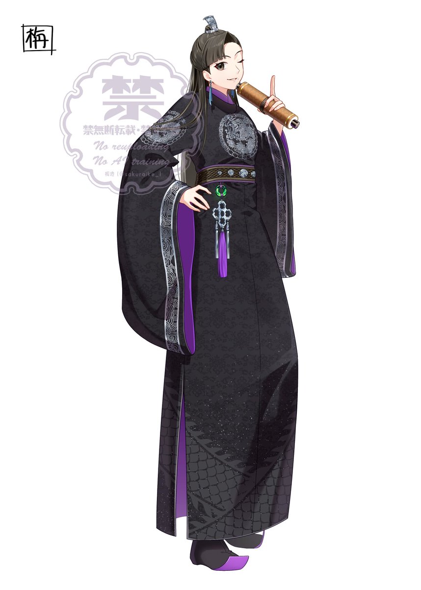 #桜池創作ー龍の箱庭 
#oc     
漢服コレクション〔ﾚﾃﾞｨｰｽ〕五人目は栴さん！
顔が、いいよ…😭
むちゃくちゃ仕事のできるお姉さんなのでかっこよくかけて大満足です！