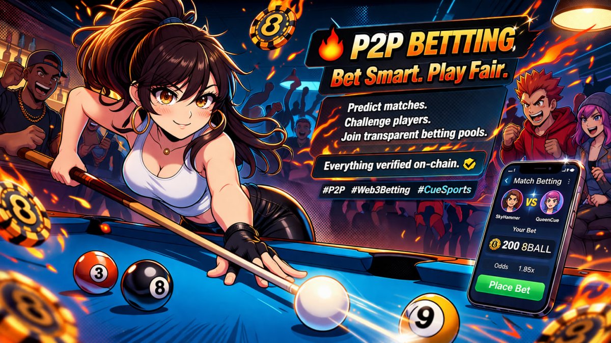 Cue8Ball's tweet image. P2P Betting

🔥 Bet Smart. Play Fair.

Predict matches.
Challenge players.
Join transparent betting pools.

Everything verified on-chain.

#P2P #Web3Betting #CueSports