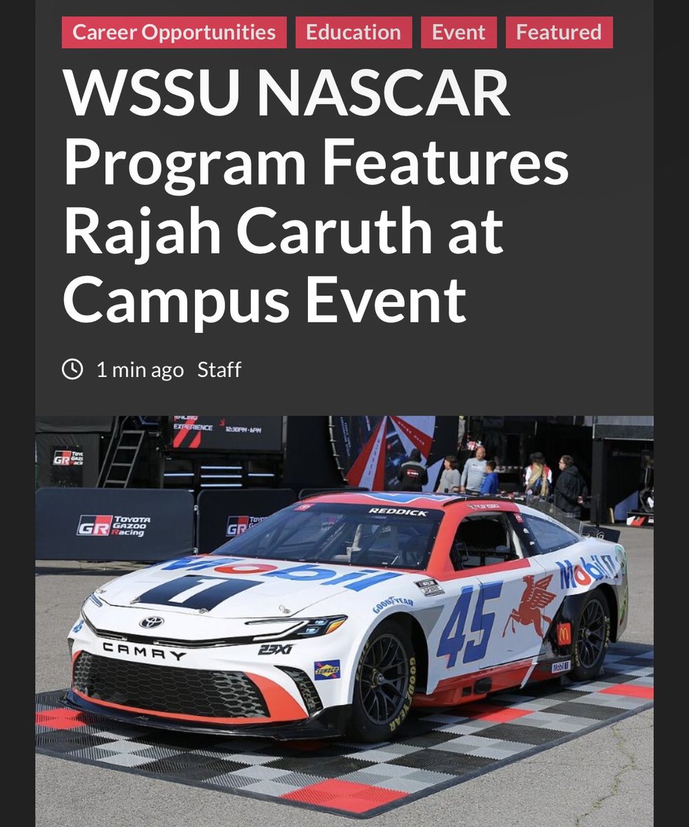 TheHBCUAdvocate's tweet image. The full story is available on TheHBCUAdvocate.com
#hbcuprograms #nascar #wssu #winstonsalemstateuniversity #careerdevelopment