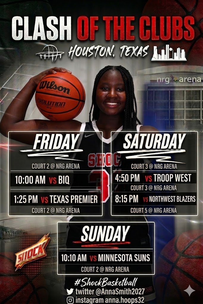AnnaSmith2027's tweet photo. Come check our Shock 2027 team out in Houston at Clash of the Clubs this weekend. https://t.co/hb0kvKVM57