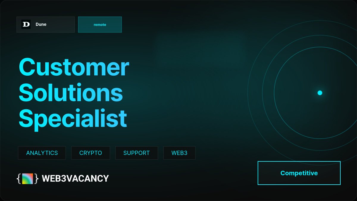 Web3Vacancy's tweet image. 𝗖𝘂𝘀𝘁𝗼𝗺𝗲𝗿 𝗦𝗼𝗹𝘂𝘁𝗶𝗼𝗻𝘀 𝗦𝗽𝗲𝗰𝗶𝗮𝗹𝗶𝘀𝘁 𝗮𝘁 𝗗𝘂𝗻𝗲

full-time
📍 remote
💰 Competitive
🏷 Analytics, Crypto, Support, Web3
🛠SQL,Technical Support,Data,Zapier,Pylon,Claude,BigQuery,Databricks,Snowflake

Apply Now → web3vacancy.com/job/customer-s…

#analytics
