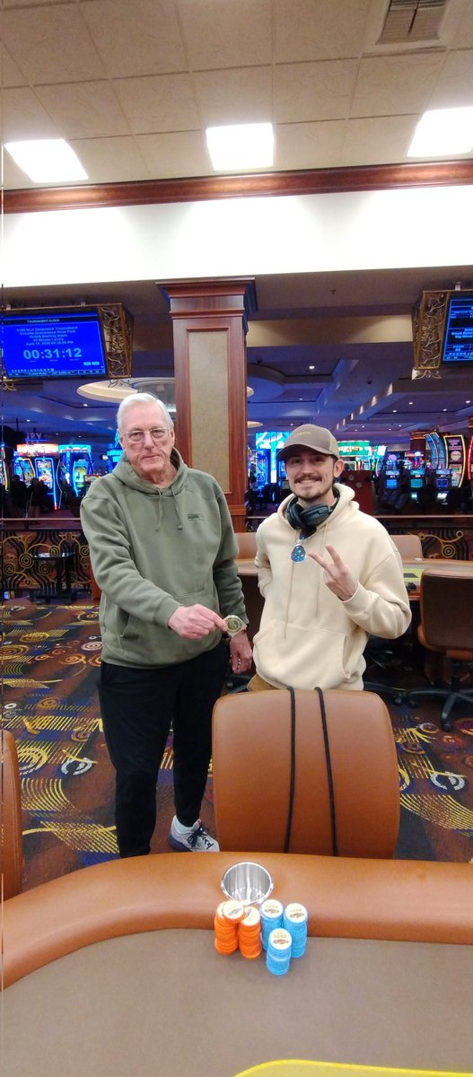 SPPokr's tweet image. Congratulations to Gary and Ben! They were our only 2 survivors in our $120 NLH Chip Chop Survivor Tournament this afternoon! We had 44 entries generating a $4,224 prize pool. @southpointlv #Chip #Chop #Survivor