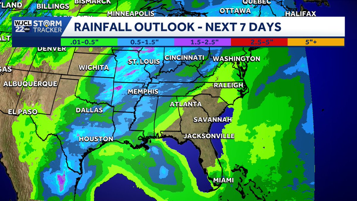 jnelsonWJCL's tweet image. Donut hole with little to no rain over the Southeast and Florida the next 7 days. #Savannah