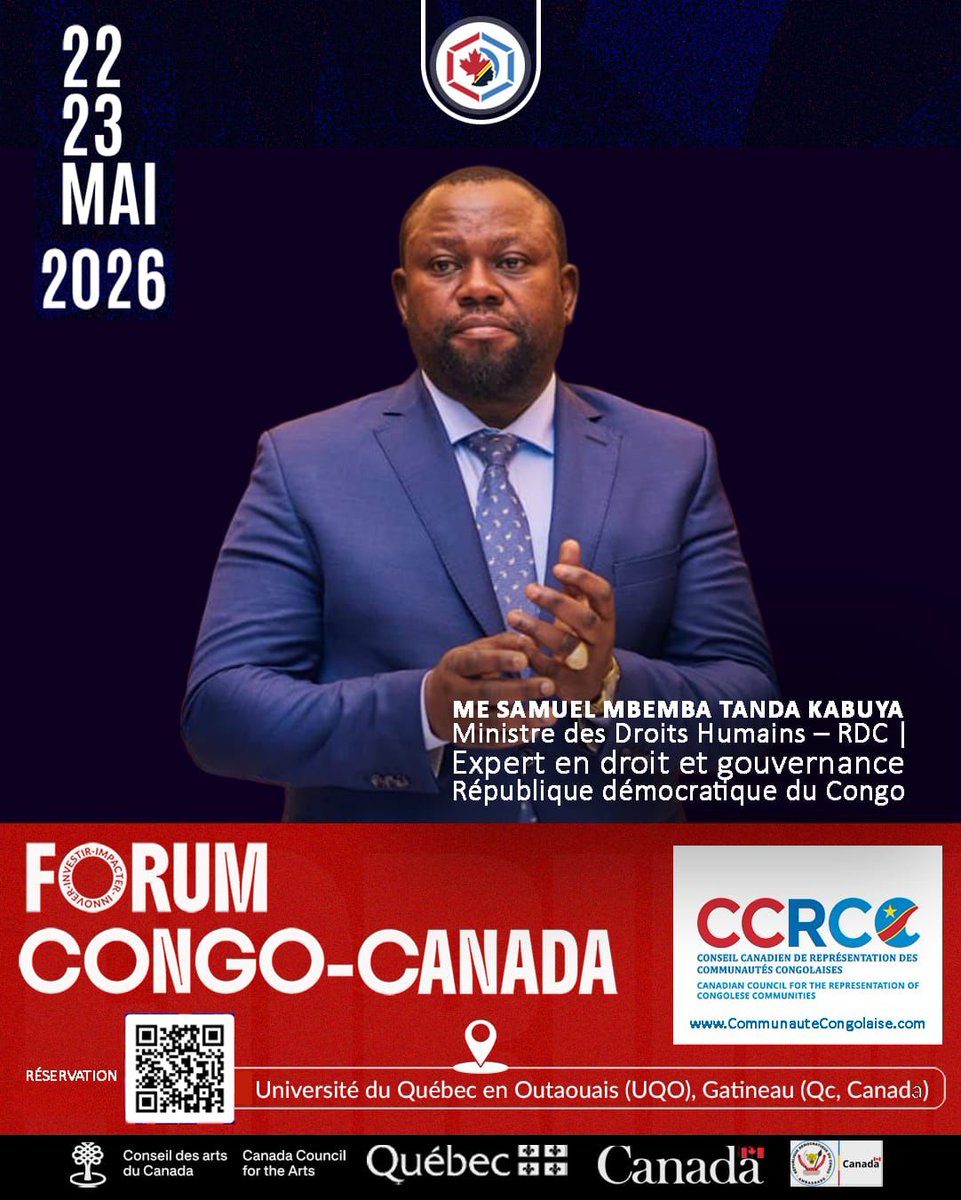 EmMerveille's tweet photo. Intervenant confirmé – Forum International Congo–Canada 2026
Le Ministre #Samuel_Mbemba Tanda Kabuya participera au Forum.
Juriste et acteur clé des institutions, il œuvre pour l’État de droit, la protection des droits fondamentaux et le renforcement de la gouvernance.
Son intervention apportera une analyse stratégique sur les droits humains et la sécurité juridique, renforçant le rôle du Forum comme espace de dialogue entre décideurs et partenaires internationaux.