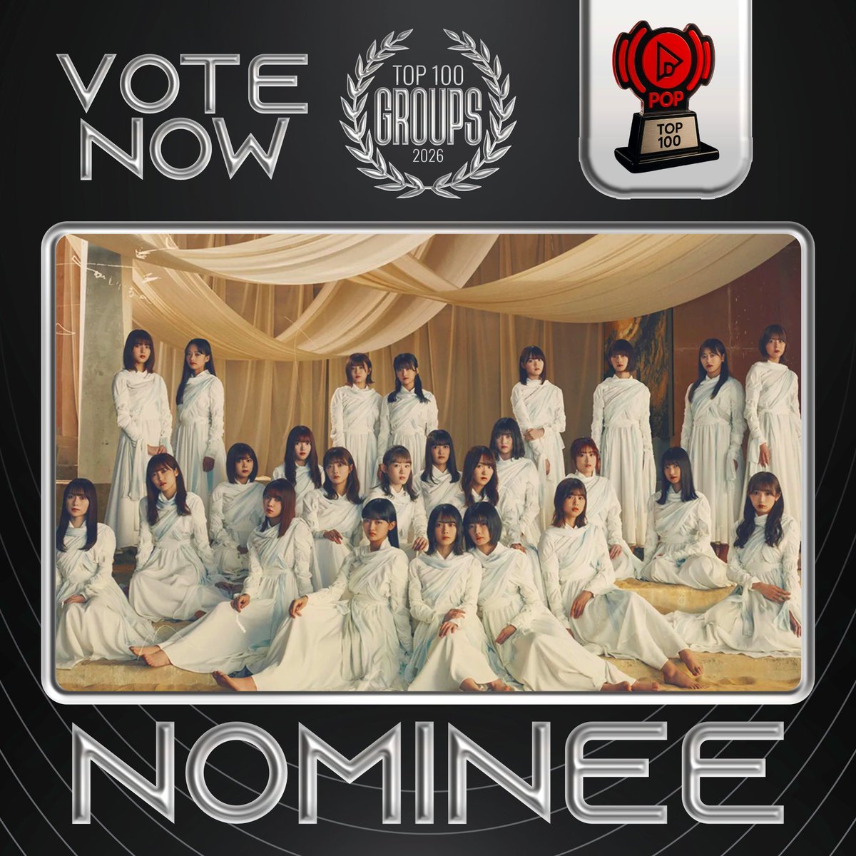 TOP100KPOP's tweet photo. SAKURAZAKA46 has been nominated for the Best Group Award 🏆

👉 VOTE: https://t.co/pMt3a8O9CU https://t.co/OIXlsK5p6E