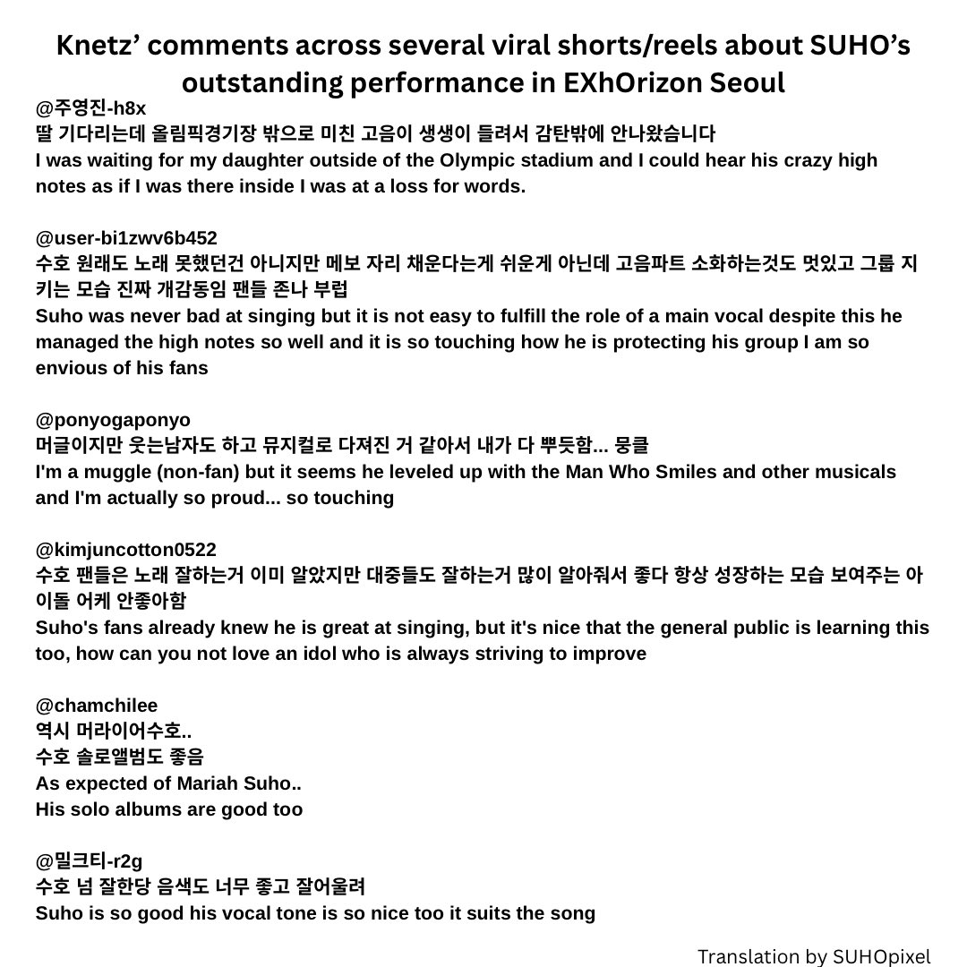 SUHOpixel's tweet photo. “Suho’s fans already knew he is great at singing, but it’s nice that general public is learning this too, how can you not love an idol who’s always striving to improve”

“As expected of Mariah Suho.. His solo albums are good too”

#수호 #SUHO #EXhOrizon 
#EXhOrizoninSeoul #EXO https://t.co/z7ImHP4xrq