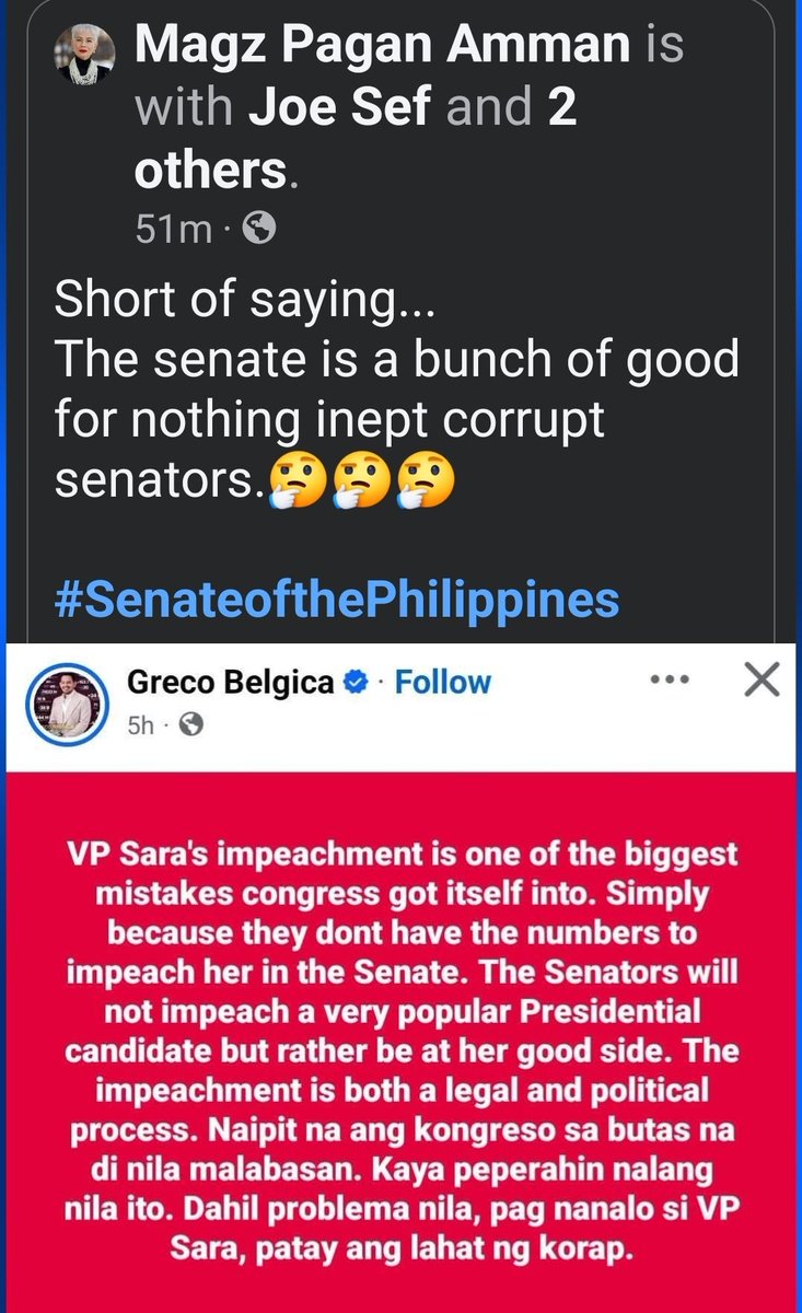 The asshole Belgica just accused the <a href="/senatePH/">Senate of the Philippines</a> of being the lunatic cunt's lackeys.

What say you, senators?