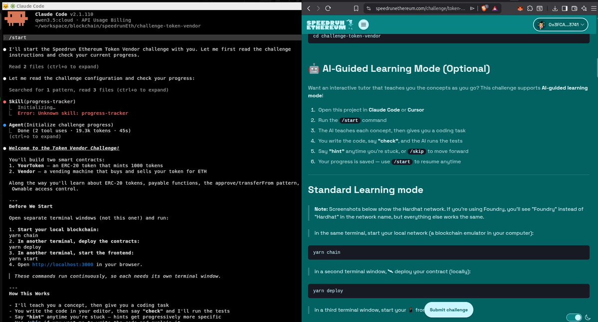 TSh4dex's tweet image. SpeedRun Ethereum IA guided option into its #yarn packages is stunning as hell. Thank you @austingriffith 

#Eth #solidity