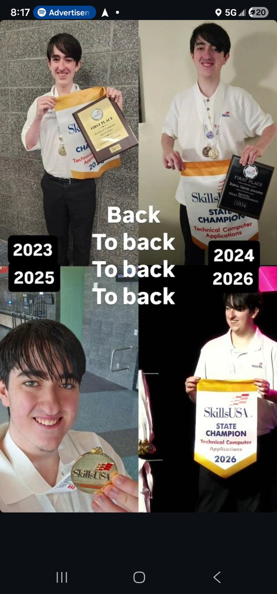 JenMathieson1's tweet photo. Back to back to back to back State champion in Technical Computer Applications! He's headed back to Atlanta for @SkillsUSA #tcanationals https://t.co/03ArmEqMF0