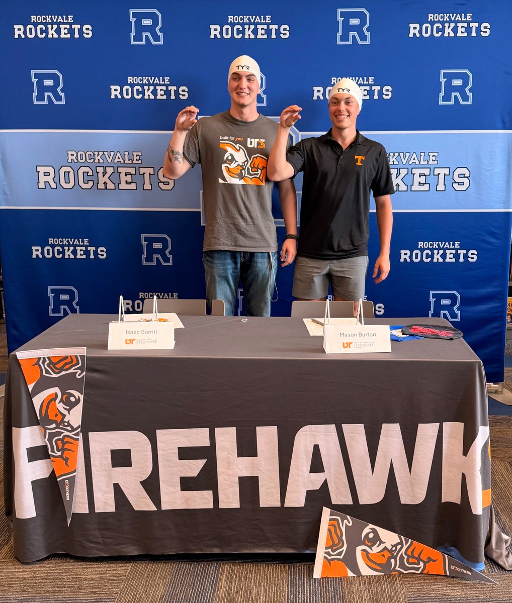 RockvaleSwim's tweet photo. Congratulations to Isaac Barritt and Mason Burton on their official signing with @uts_firehawks Swimming!

It’s a great day for Rockvale Swimming!

@RockvaleHigh_TN @RockvaleHS_Ath @RMSRavens https://t.co/0GSmJOzwXe