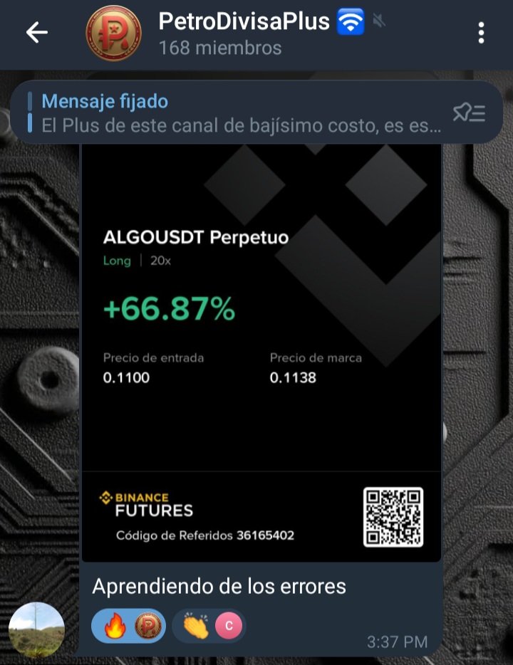 PetroDivisa's tweet image. 🛜🟢 #ALGO en 📈 de un Dia. Beneficio apalancado por 10X 👉 32%. 📈📉📊

🔓El canal anual de señales #PetroDivisaPlus esta abierto todo el año para el que quiera entrar, con un pago único de 12 USDT por todo el 2026. Interesados entrar en👉 t.me/PetroDivisa/34…
👈👀.