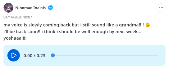 🟦 New holoPlus Post!! 🟦

Survival check!!!! Feeling much better today!!!

▶️holoplus.com/app/threads/85…