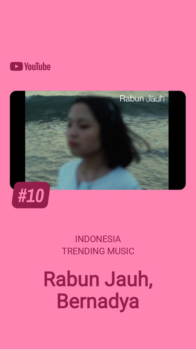 bersenadya's tweet photo. Rabun Jauh Bernadya menjadi cover Indie Indonesia Terbaru dan Trending Music 10 🙌🏻✨ Terimakasih @youtubemusic streams terus ya bersenadya! https://t.co/zR6wOjSx5s
