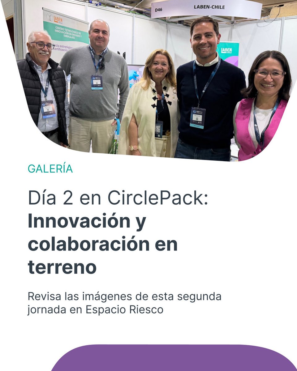 LABENCHILE's tweet image. Nuestro director Abel Guarda y la investigadora María José Galotto recorren CirclePack 2026 fortaleciendo alianzas con socios estratégicos.

¡Ciencia y academia impulsando el futuro del packaging sostenible en Chile! 🇨🇱🔬

#LabenChile #EconomíaCircular #Packaging