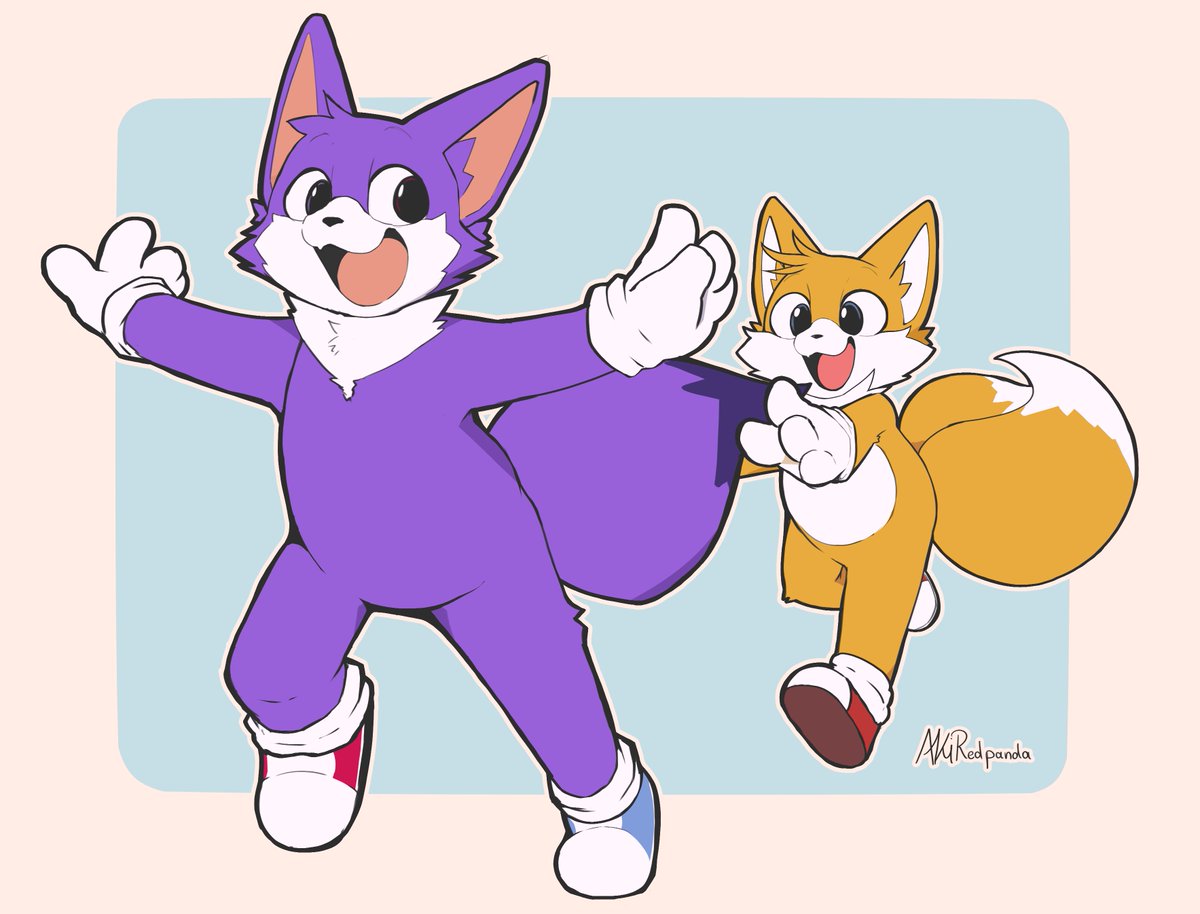 Odd_the_Wolf's tweet image. Odd and Tails are playing tag! They are just silly kids.

The artist is @_AkiPanda. Thank you! They look adorable!

#Odd #wolf #Tails #fox
