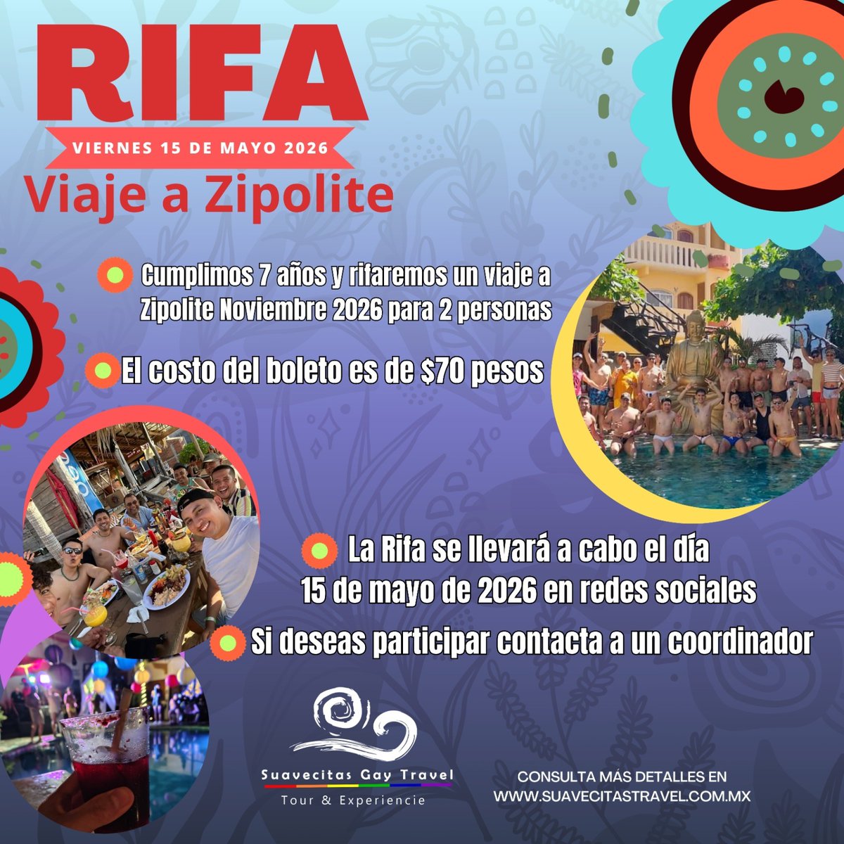 SuavecitasGay's tweet photo. Participa en nuestra rifa anual y gana un viaje a Zipolite para 2 personas con Suavecitas 🏳️‍🌈💦☀️💙 https://t.co/A8oJv0V6H8