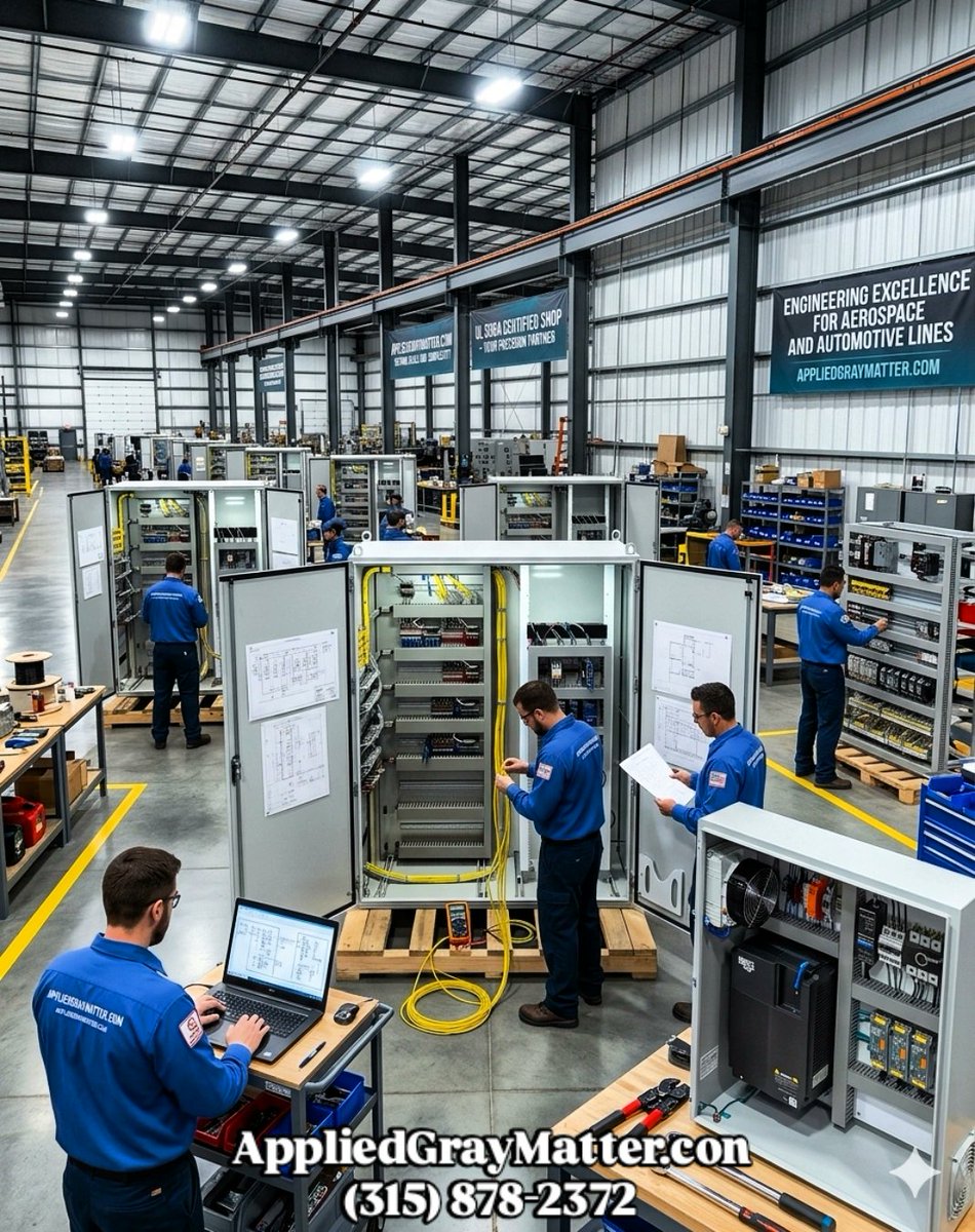 appliedgraymatt's tweet image. At AppliedGrayMatter.com, we take pride in our UL508A certified panel fabrication shop, where we build industrial control panels to the highest safety standards set by Underwriters Laboratories (UL).

(315) 878-2372

#controlpanels #controlsystems #UL508A
