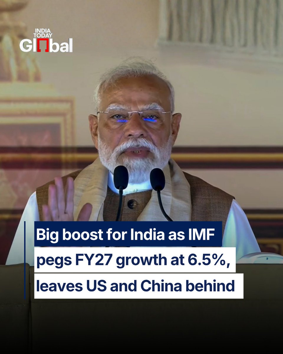 IndiaToday's tweet image. India is set to remain the fastest-growing major economy with a projected 6.5% growth rate in 2026, according to the IMF. The outlook comes even as global conflicts and rising defence spending continue to reshape the world economy.

#IndiaEconomy #IMF #Growth #GlobalEconomy