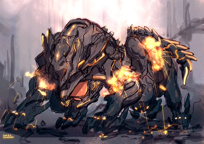 Warframeより以前に描いた、何故かWarframeっぽいサイバーテックデザイン概念